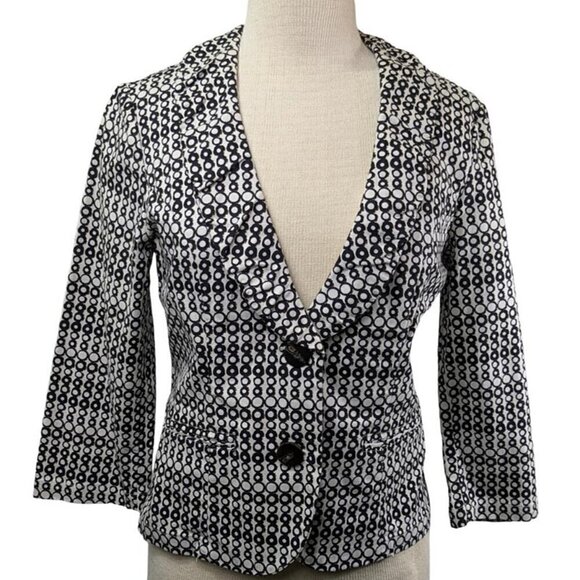 CAbi Jackets & Blazers - CAbi Blazer Cropped Jacket 3/4 Sleeve 2 Button Black & White Circles Size 6